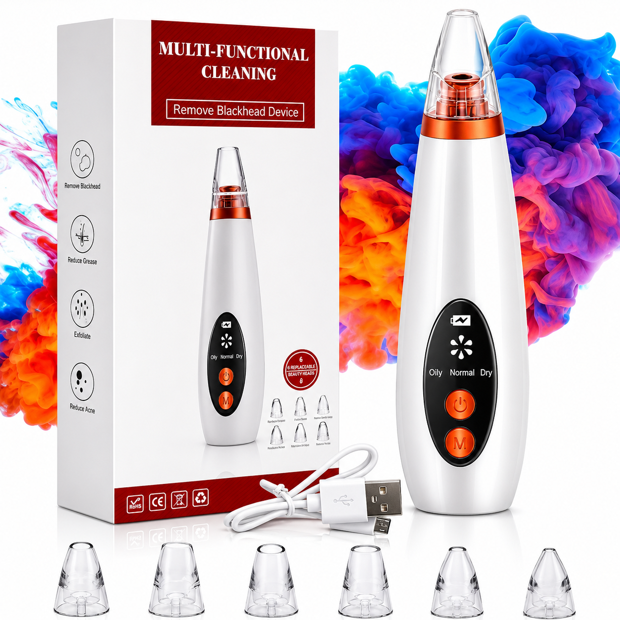 6 in 1 Multi-function Blackhead Remover Tools | Electric Derma suction Machine