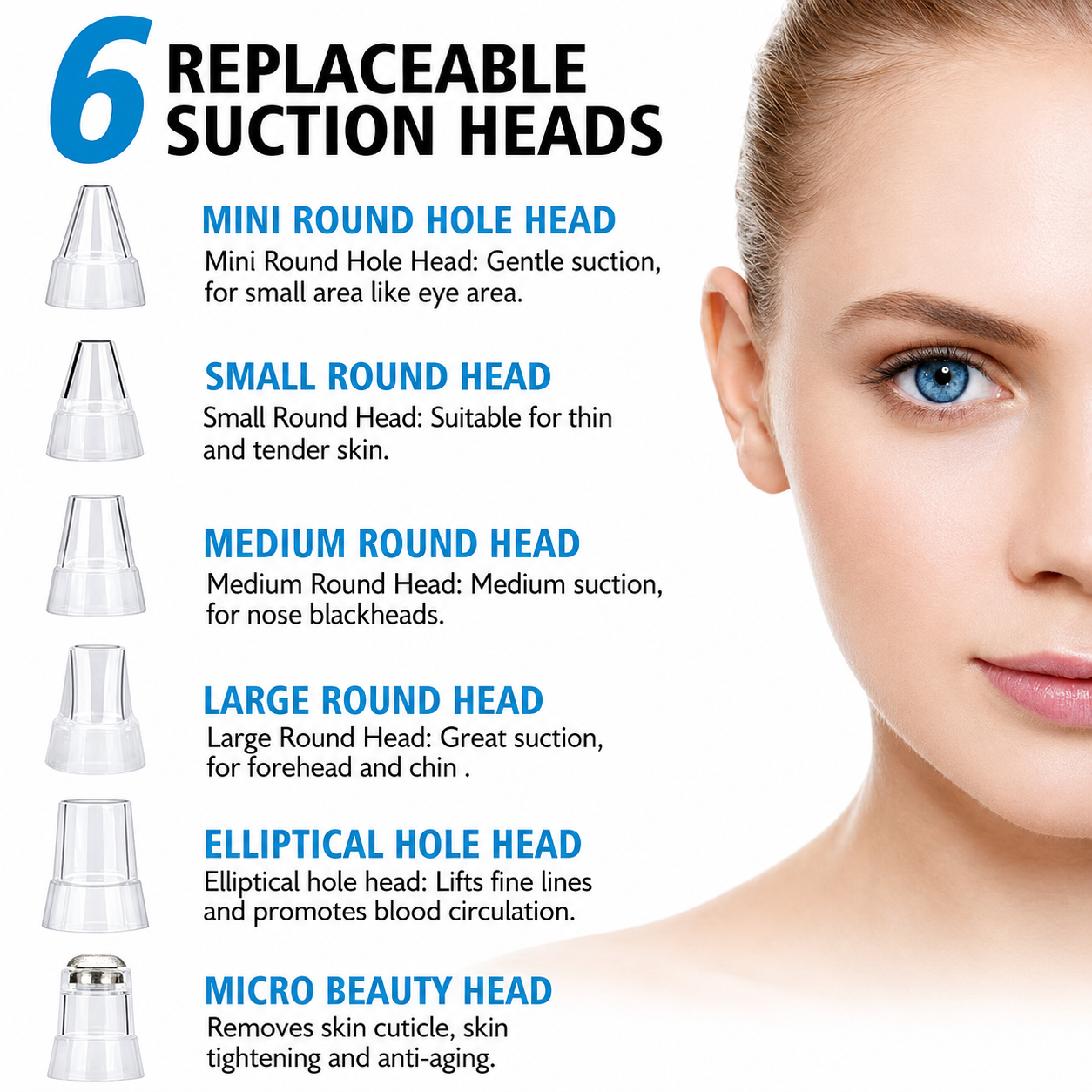 6 in 1 Multi-function Blackhead Remover Tools | Electric Derma suction Machine