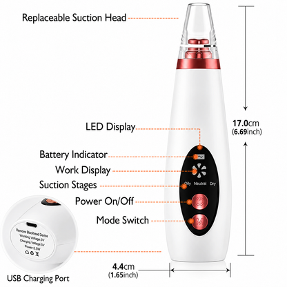 6 in 1 Multi-function Blackhead Remover Tools | Electric Derma suction Machine
