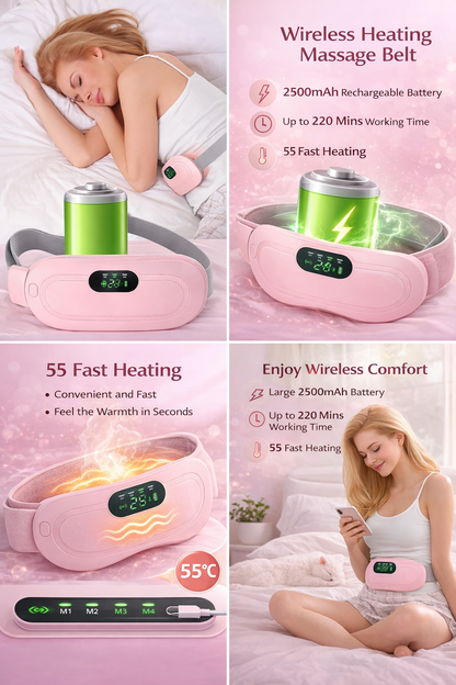 Portable Cordless Heating Pad for Menstrual Cramps Relief, for Stomach, 3-Speed Temperature